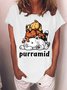 Women's Funny Purramid Cute Cat Graphic Printing Casual Crew Neck Cotton-Blend T-Shirt