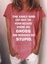 Women's Funny Pig The Early Bird Can Have The Worm Because Worms Are Gross And Mornings Are Stupid Graphic Printing Loose Text Letters Cotton-Blend Casual T-Shirt