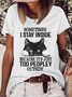Women's Funny Cat Sometimes I Stay Inside Because It's Too Peopley Loose Casual T-Shirt