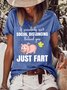 Women's Funny Pig If Somebody Ian'T Social Distancing Behind You Just Fart Graphic Printing Graphic Printing Casual Crew Neck Text Letters Cotton-Blend T-Shirt