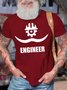 Men's Funny Mustache Engineer  Graphic Printing Cotton Crew Neck Casual Text Letters T-Shirt