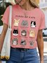 Women's Cat Lover Crew Neck Cat Casual T-Shirt