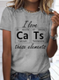Women’s Cotton I Love Cats Periodic Table For Science Student Cat T-Shirt