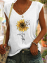 Women's Sunflower Faith Cotton-Blend V Neck Simple Tank Top