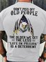 Men's Funny Don't Piss Off Old People The Older We Get The Less Life In Prison Is A Deterrent Graphic Printing 4th Of July Independence Day Casual Cotton Eagle Old Glory Loose T-Shirt