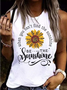 Women's SUNFLOWER LEOPARD LYRICS Letters Casual Tank Top