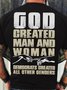 Men's Funny God Created Man And Women Democrats Created All Other Genders Graphic Printing Casual Crew Neck Cotton T-Shirt