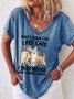 Women's I Pet Cats I Read Books And I Forget Things Crew Neck Casual T-Shirt