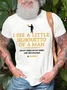 Men's Funny I See A Little Silhouette Of A Man On My Shirt On My Shirt And She'S Holding A Mango Graphic Printing Cotton Loose Text Letters Casual T-Shirt