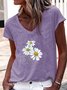 Women's Flower Print Casual T-Shirt