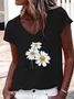 Women's Flower Print Casual T-Shirt