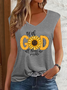 Women's Bible Verse With God All Things Are Possible V Neck Simple Tank Top