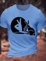 Men's Funny Rabbit Ok Graphic Printing Crew Neck Cotton Loose Casual T-Shirt