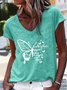 Women's Butterflies Appear V Neck Casual T-Shirt