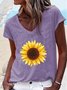 Women's Sunflower V Neck Casual T-Shirt