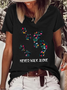 Women's Never Walk Alone Dog Paw Printed Crew Neck Casual Cotton-Blend T-Shirt