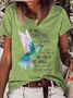 Women's Psalm 91:4 Hummingbird Cotton-Blend Casual Text Letters T-Shirt