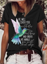 Women's Psalm 91:4 Hummingbird Cotton-Blend Casual Text Letters T-Shirt