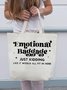 Emotional Baggage Sarcastic Funny Casual Shopping Tote Bag