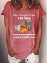 Women's I Do Well Make Cats Happy Casual Text Letters Loose T-Shirt