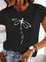 Casual Loose Dragonfly Crew Neck T-Shirt
