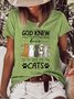 Women‘s Casual Cat Lover Letters Crew Neck T-Shirt
