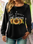 Women's Forgiven Sunflower Regular Fit Text Letters Casual Sweatshirt