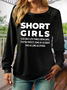 Women's Short Girls Funny Casual Crew Neck Regular Fit Sweatshirt