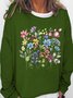 Women's Flower Print Crew Neck Casual Sweatshirt