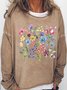 Women's Flower Print Crew Neck Casual Sweatshirt