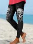 Women's Skull Casual Cotton-Blend Legging