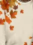 Women's Crew Neck Maple Leaf Simple Shirt