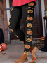 Women's Black Cat Halloween Cotton-Blend Loose Casual Legging