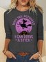 Women's Why Yes Actually I Can Drive A Stick Halloween Crew Neck Casual Shirt