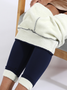 Tight Fluff/Granular Fleece Fabric Plain Casual Legging