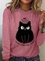Women's No Touchy Letter Cat Print Letters Casual Shirt