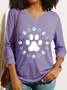 Women's Dog Paw Print Regular Fit Dog Casual Shirt