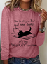 Women's Funny Cat Print Casual Crew Neck Cotton-Blend Shirt