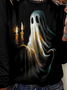 Women's Ghost Print Halloween Casual Shirt