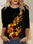 Woman‘s Casual Regular Fit Crew Neck Maple Leaf Shirt