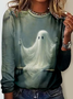 Women's Funny Ghost Crew Neck Casual Shirt