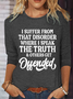 Women's Funny Word Casual Crew Neck Cotton-Blend Shirt
