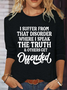 Women's Funny Word Casual Crew Neck Cotton-Blend Shirt