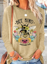Women's Bee Kind Cotton-Blend Casual Crew Neck Long Sleeve Shirt