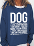 Women's Funny Dog Crew Neck Regular Fit Casual Cotton-Blend Sweatshirt