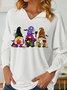 Women's Funny Gnome Halloween Shawl Collar Casual Sweatshirt