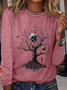 Women's Halloween Tree Skull Casual Regular Fit Crew Neck Shirt