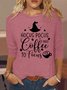 Women's Halloween Coffee Crew Neck Casual Shirt