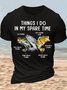 Men’s Cotton Funny Fishing Lover Fishing Things I Do In My Spare Time Casual T-Shirt