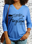 Women's Not Perfect Just Forgiven Casual V Neck Cotton-Blend Long Sleeve Shirt